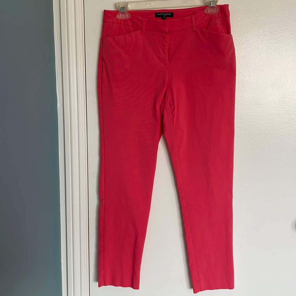 Comfy coral stretchy dress pants.